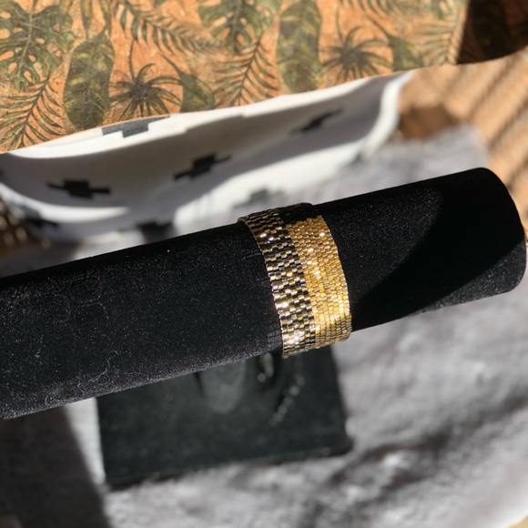 Gold and Black Miyuki Seed Beaded Bracelet - Picture 5 of 5